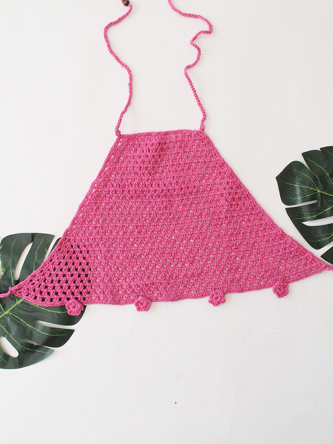 Woonie Halterneck Crop Top  Pink