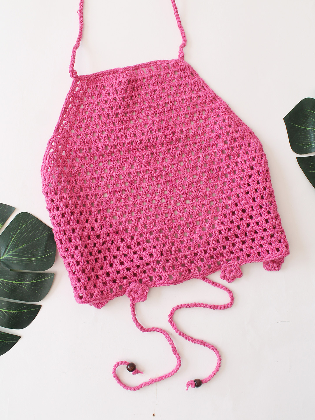 Woonie Halterneck Crop Top  Pink