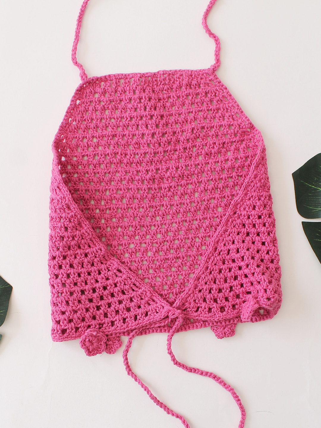 Woonie Halterneck Crop Top  Pink