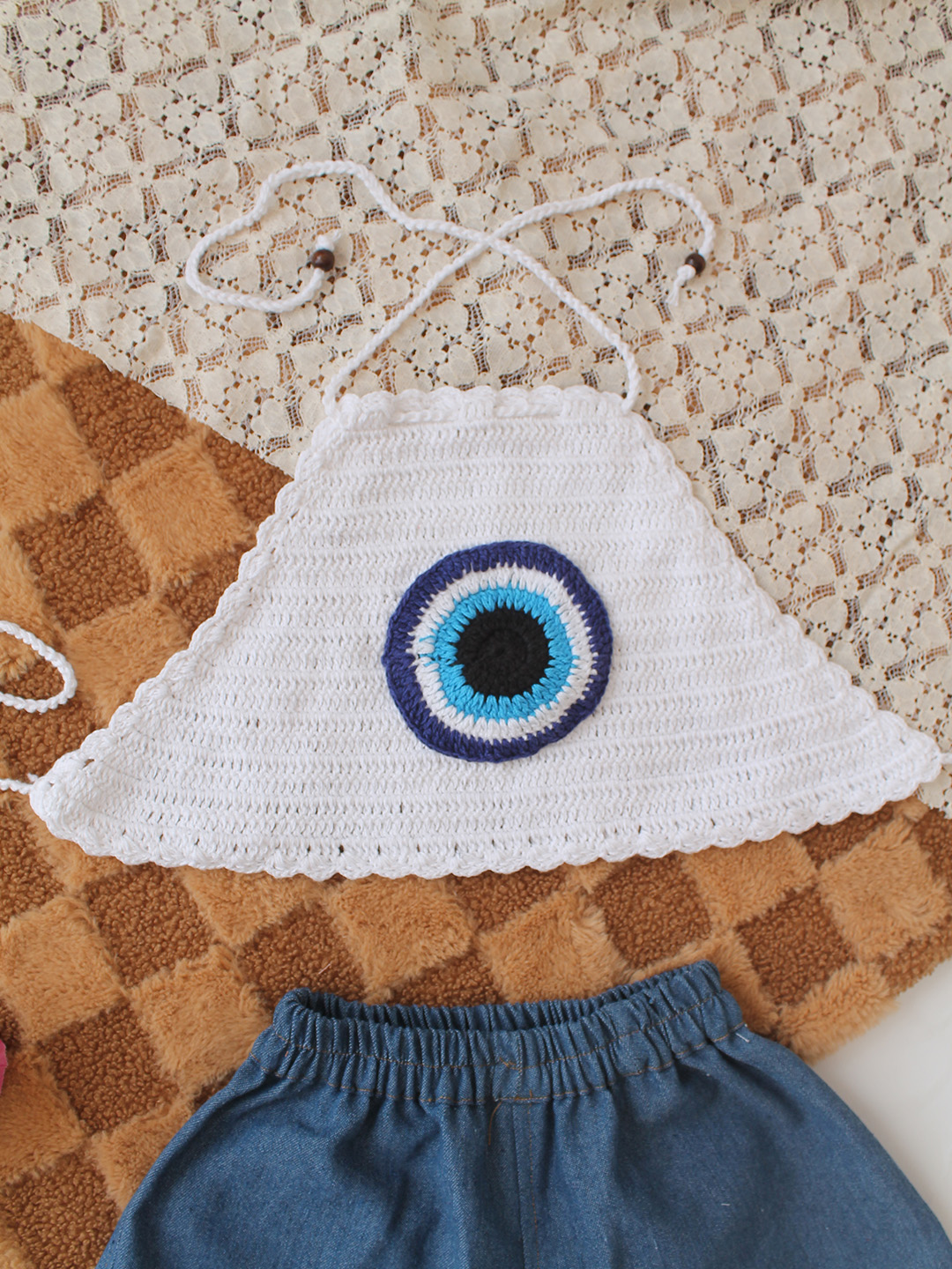 Woonie Evil Eye Design Top  White