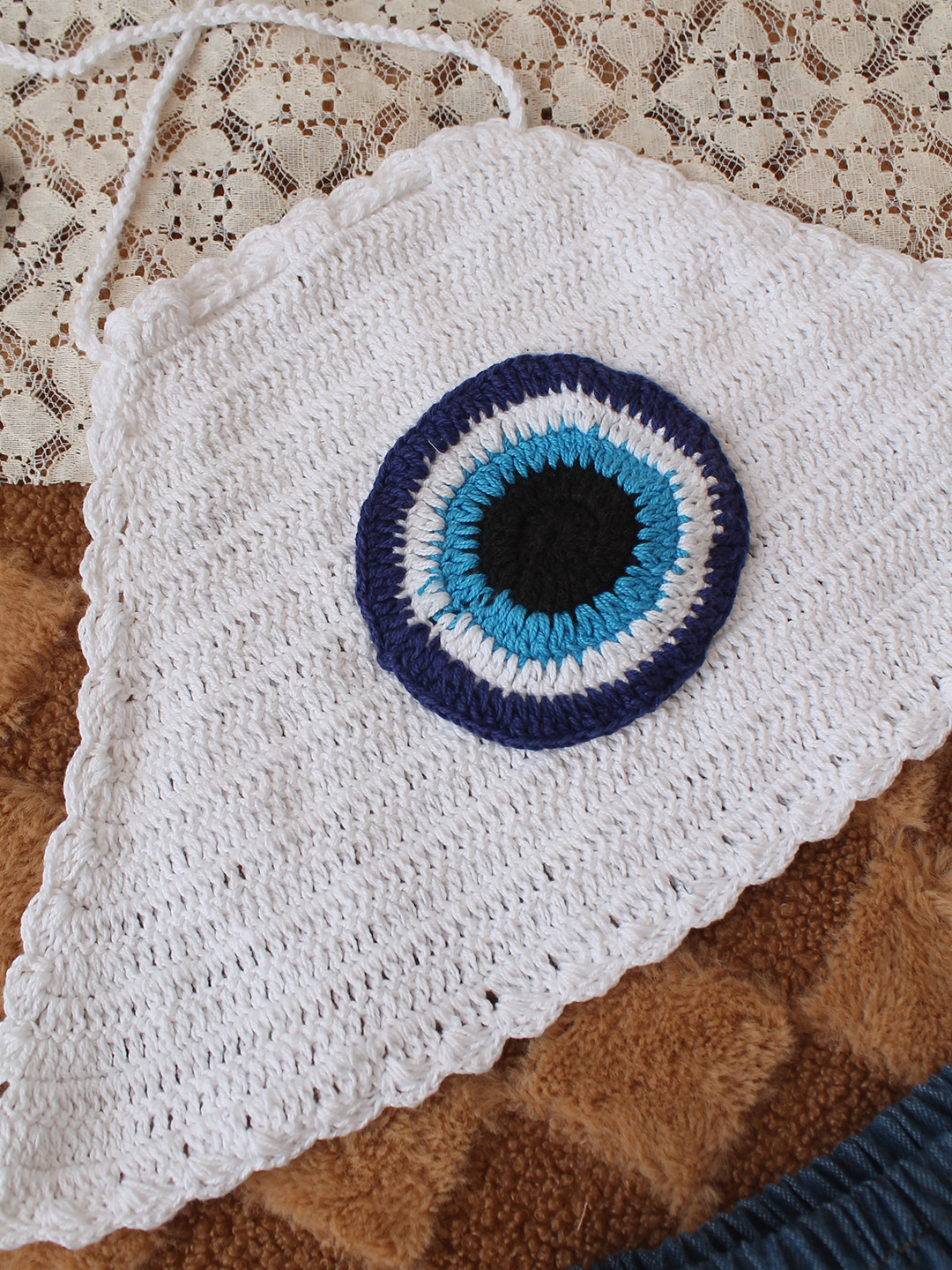 Woonie Evil Eye Design Top  White
