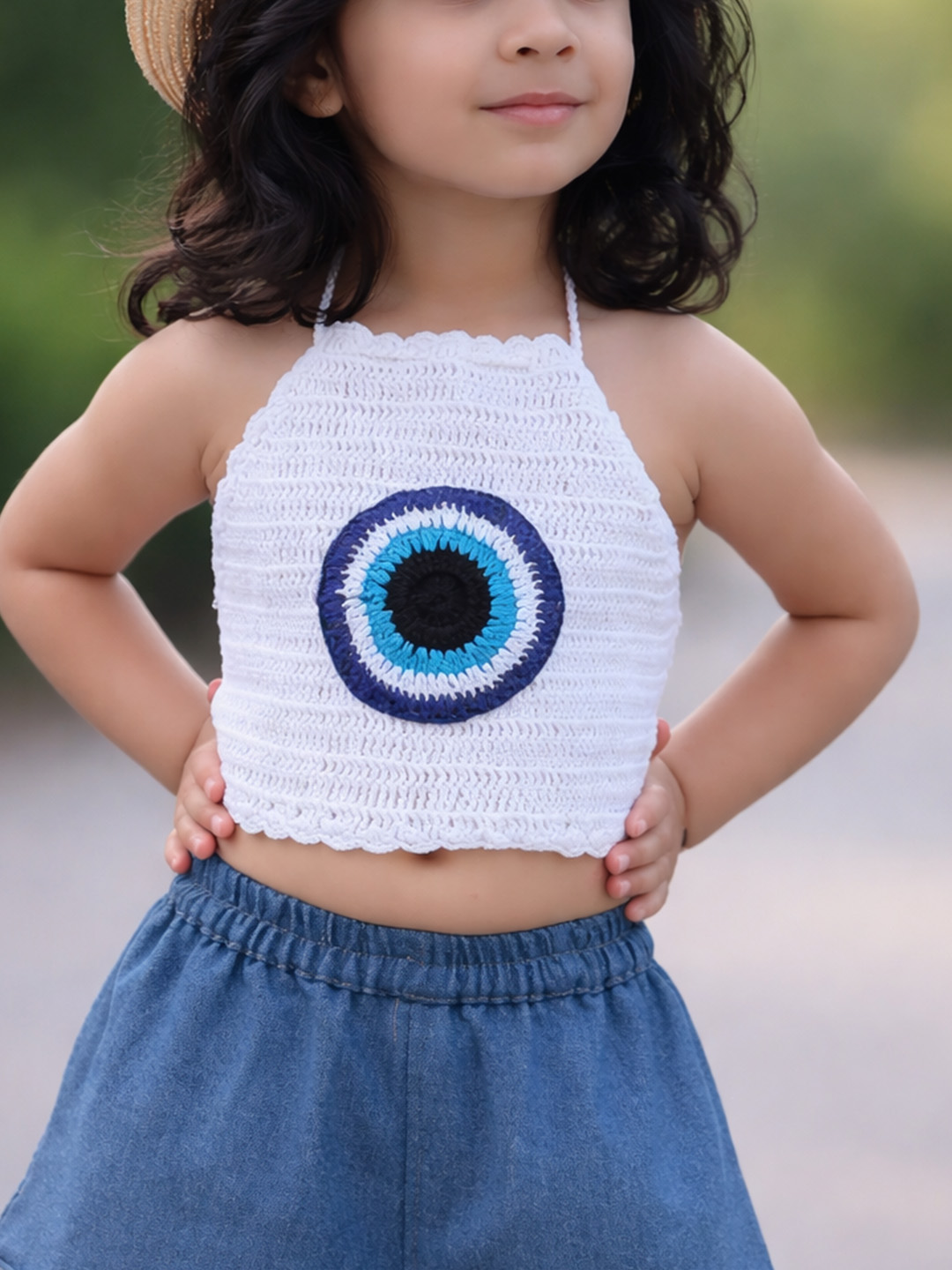 Woonie Evil Eye Design Top  White