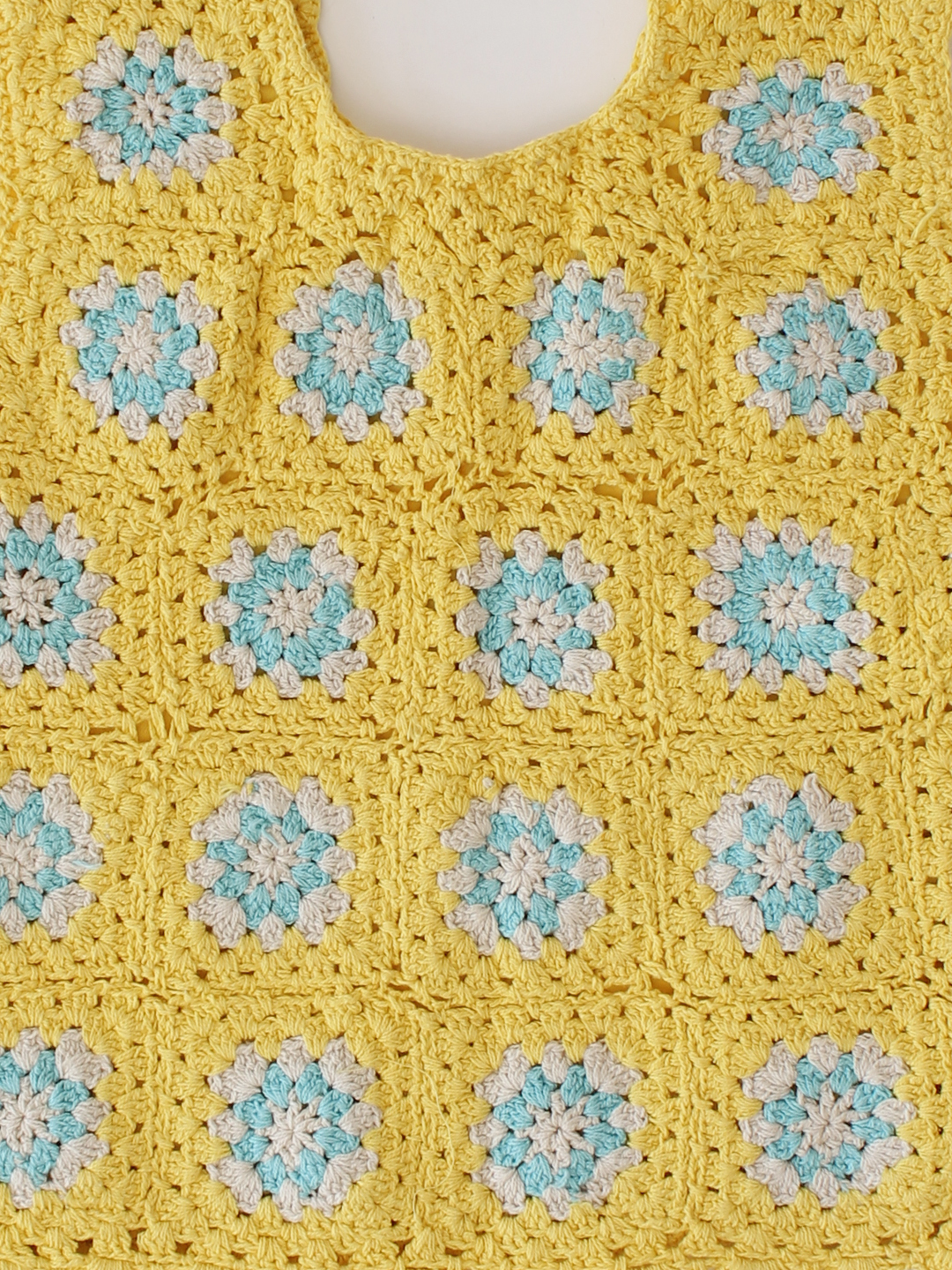 Woonie Crochet Granny Square Summer Crop Top  Yellow