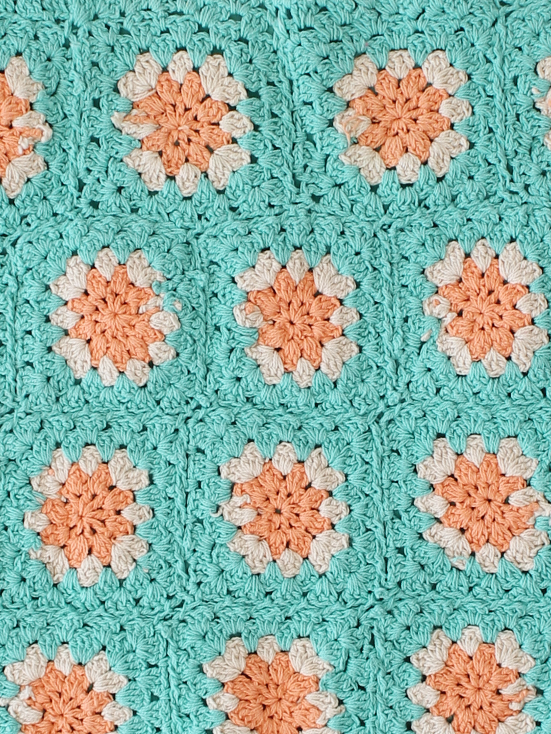 Woonie Crochet Granny Square Summer Crop Top  Sea Green