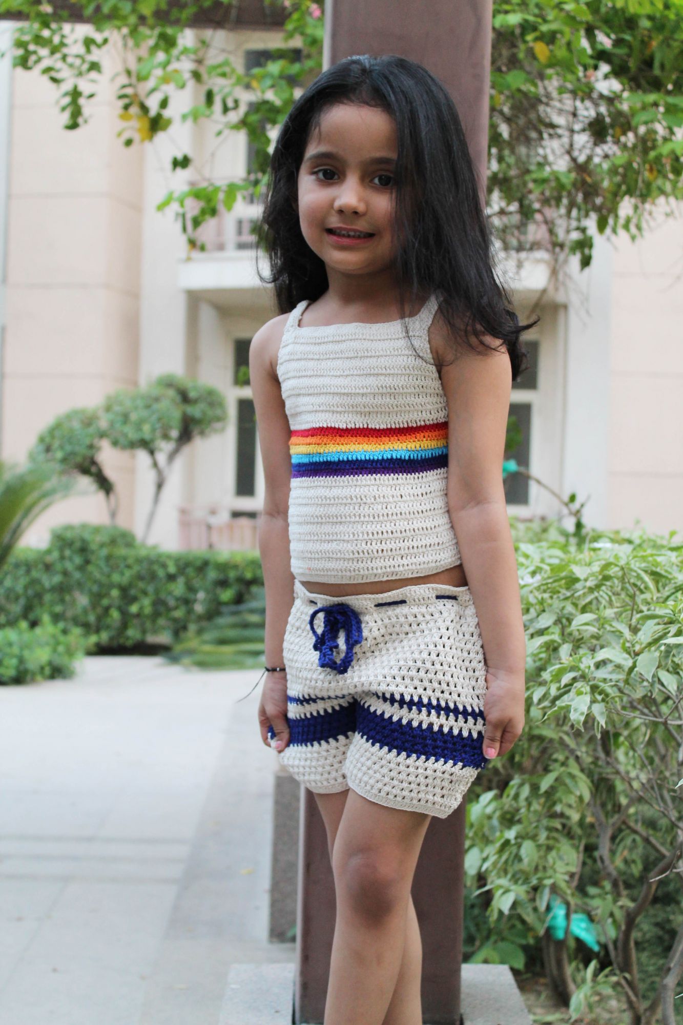 Rainbow Pattern Crop Top for Girls