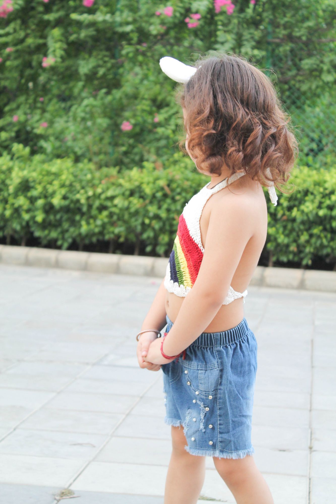Rainbow Halterneck Summer Crop Top for Girls
