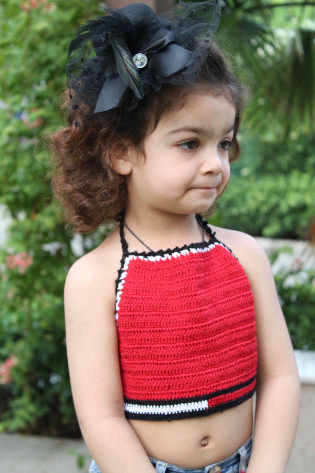 Red Halterneck Summer Crop Top for Girls