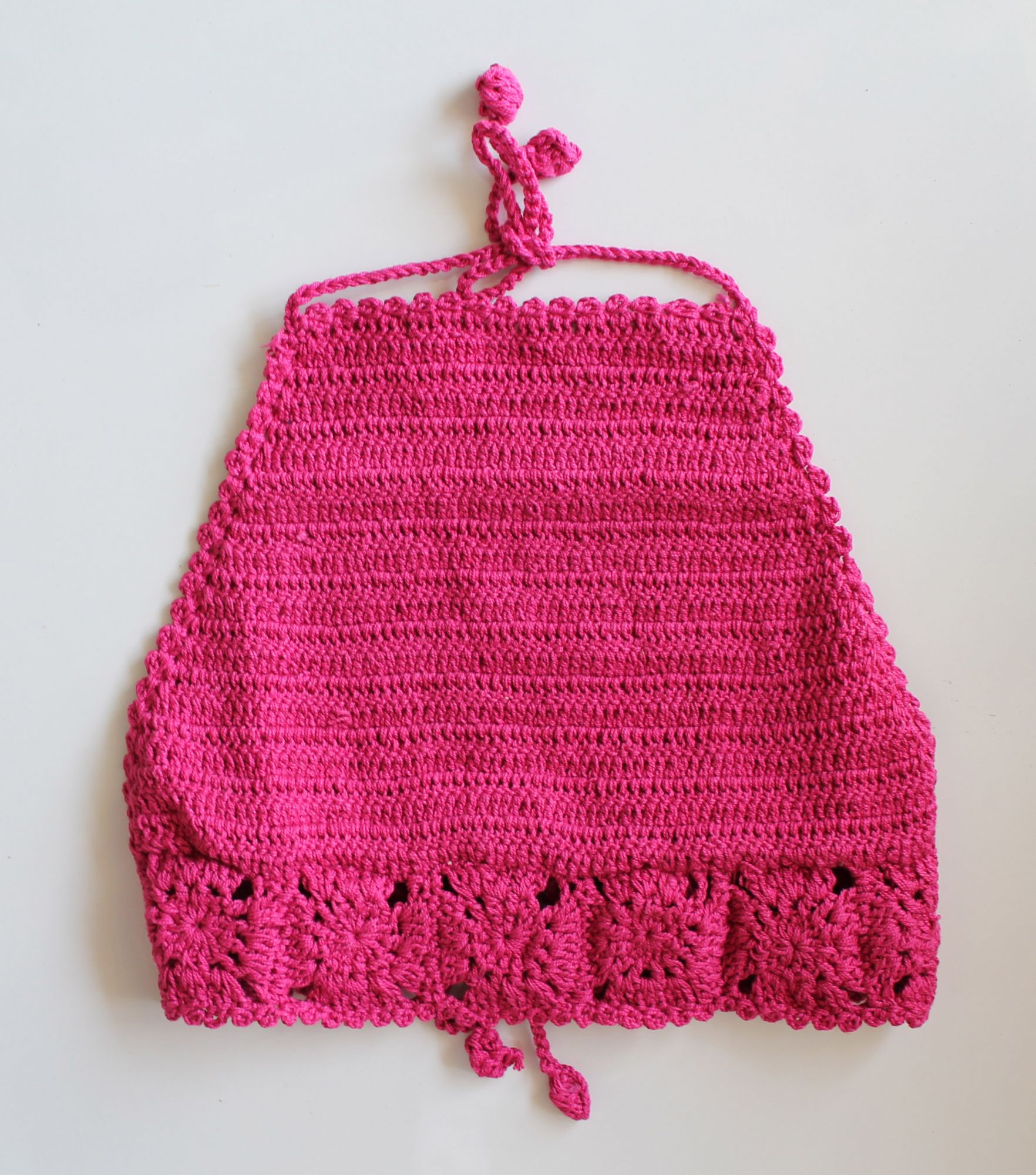 Pink Broad Strap Halterneck Summer Crop Top for Girls