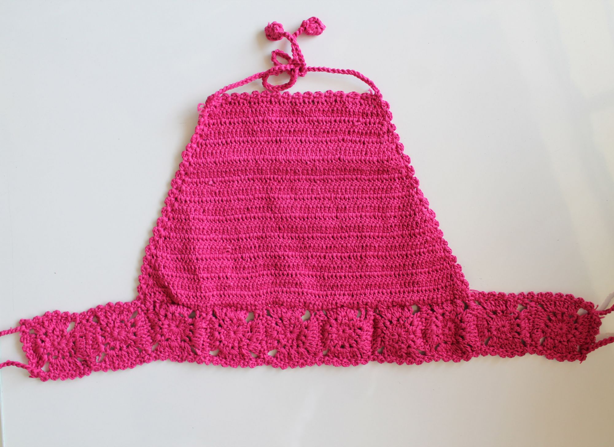 Pink Broad Strap Halterneck Summer Crop Top for Girls