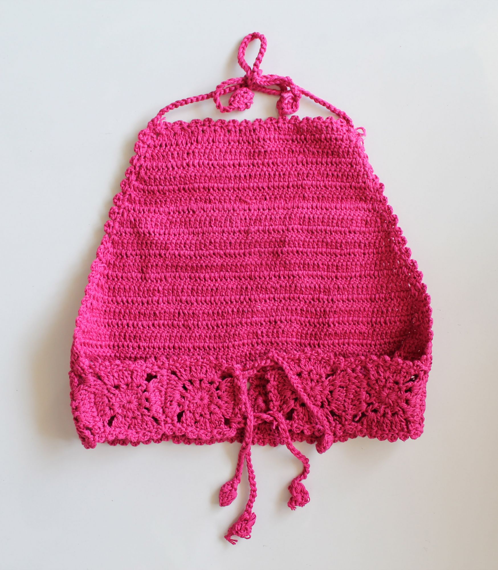 Pink Broad Strap Halterneck Summer Crop Top for Girls