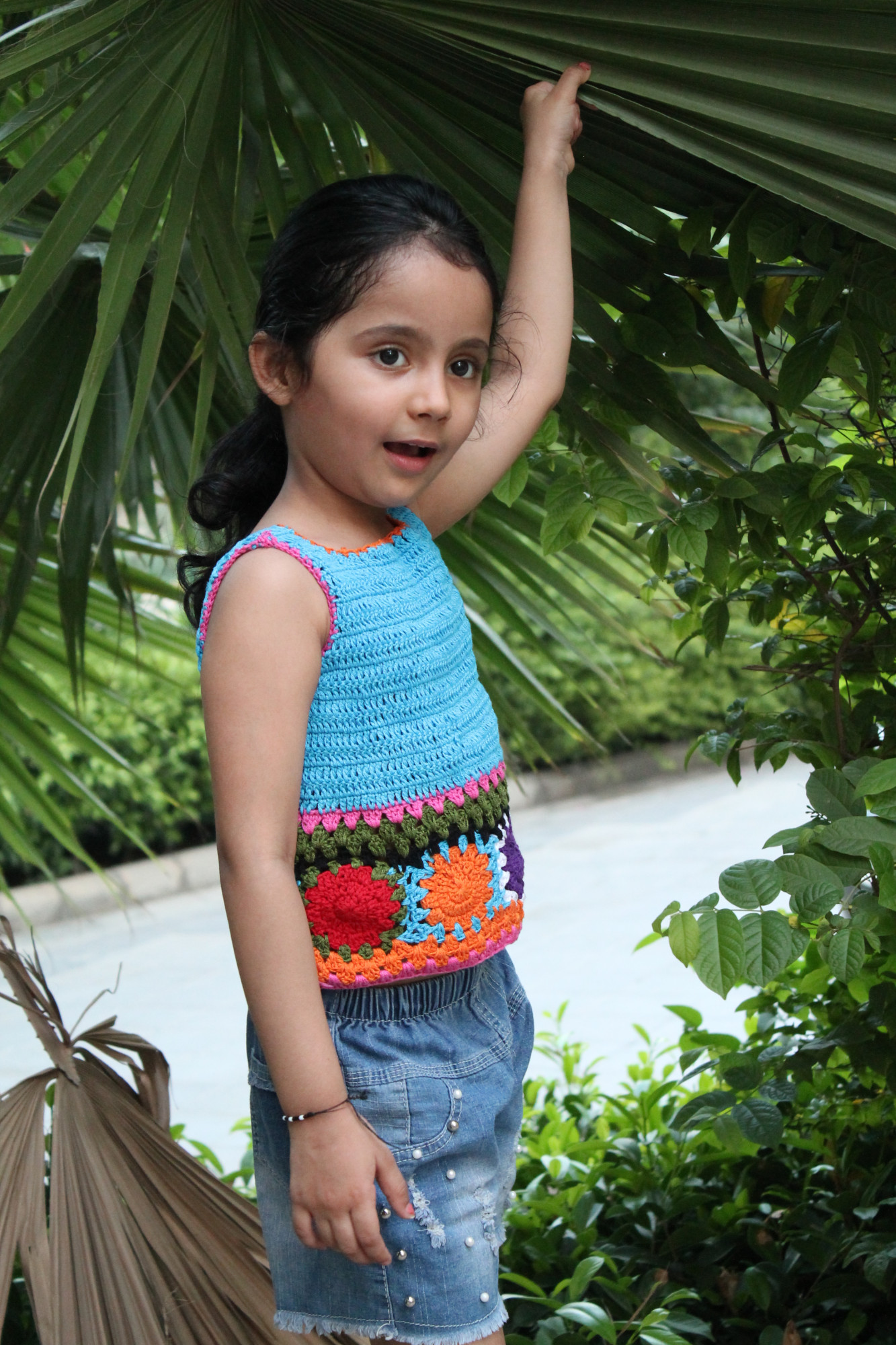 Blue Sleeveless Summer Crop Top for Girls
