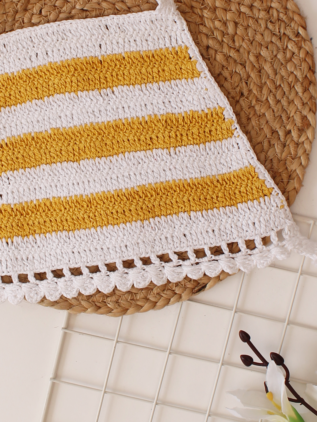 Yellow and White Striped Halterneck Summer Crop Top for Girls