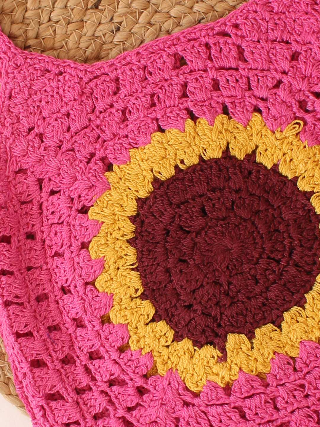 Woonie Handmade Crochet Sleeveless Pink Cotton Top