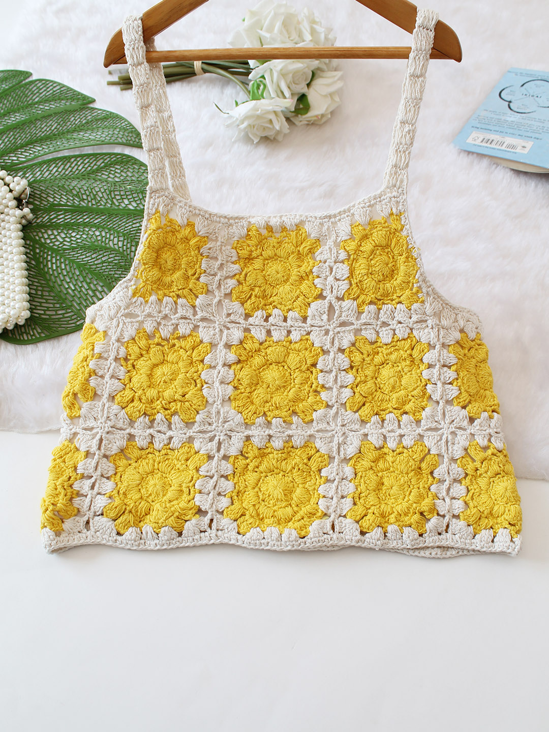 Woonie Handmade Crochet Strappy Top - Yellow