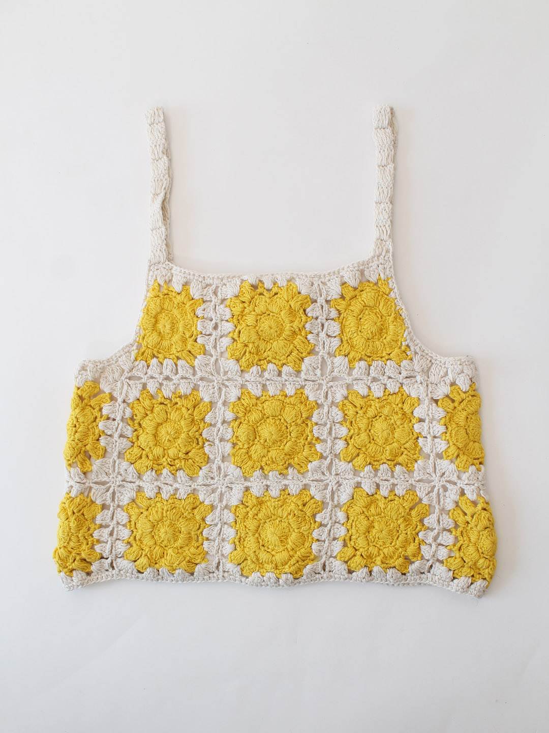 Woonie Handmade Crochet Strappy Top - Yellow