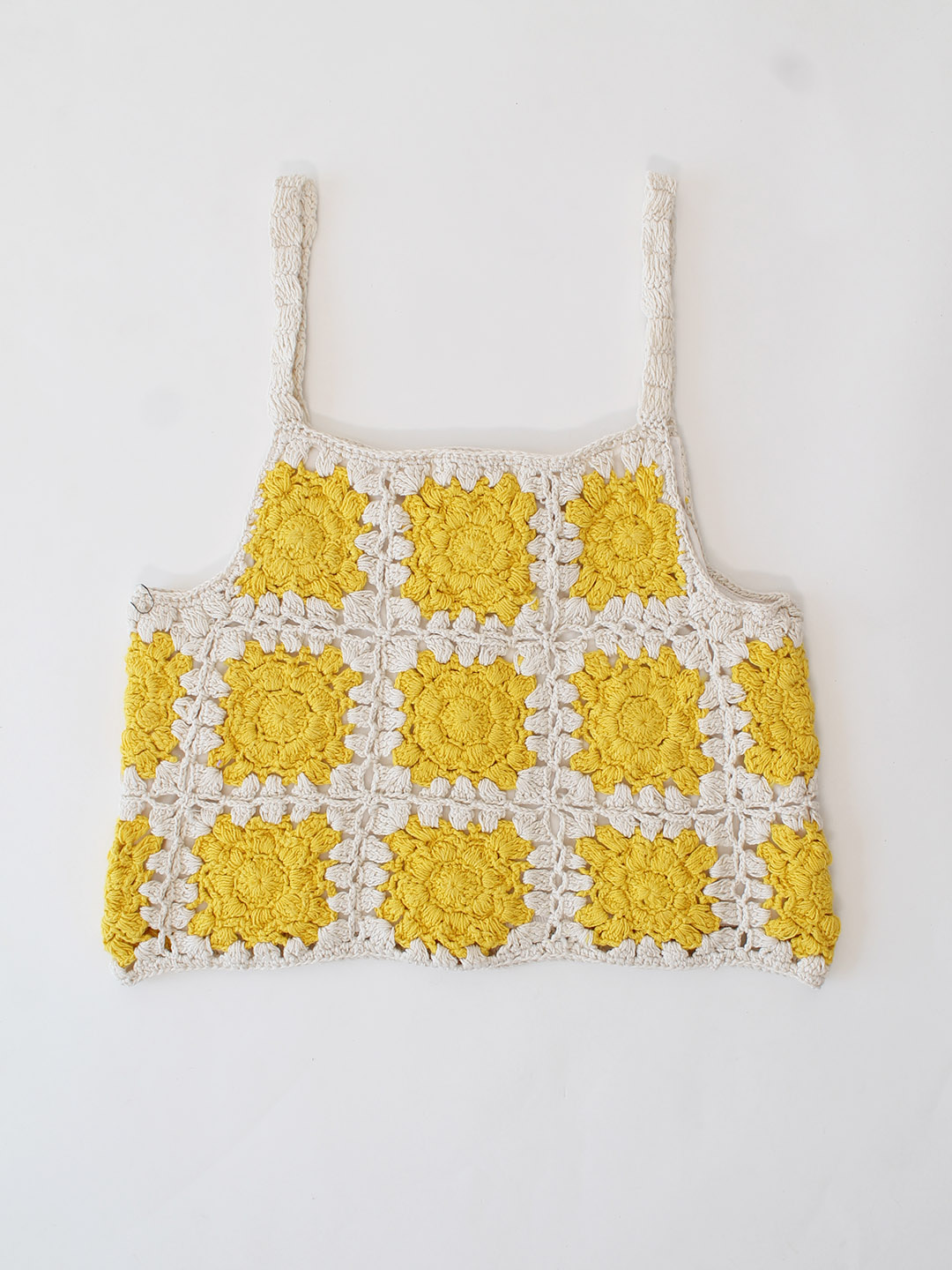 Woonie Handmade Crochet Strappy Top - Yellow