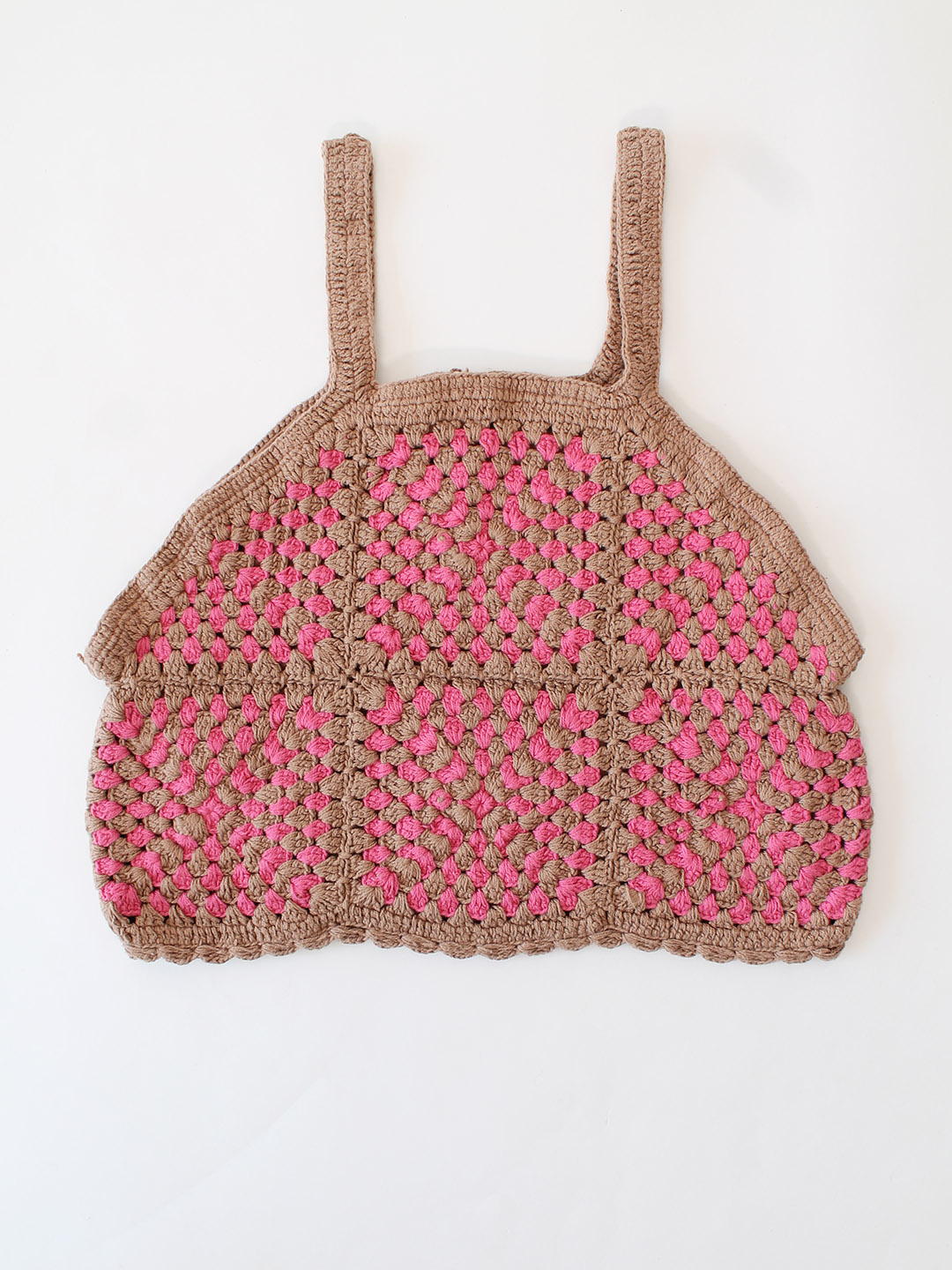 Woonie Handmade Crochet Strappy Top - Pink