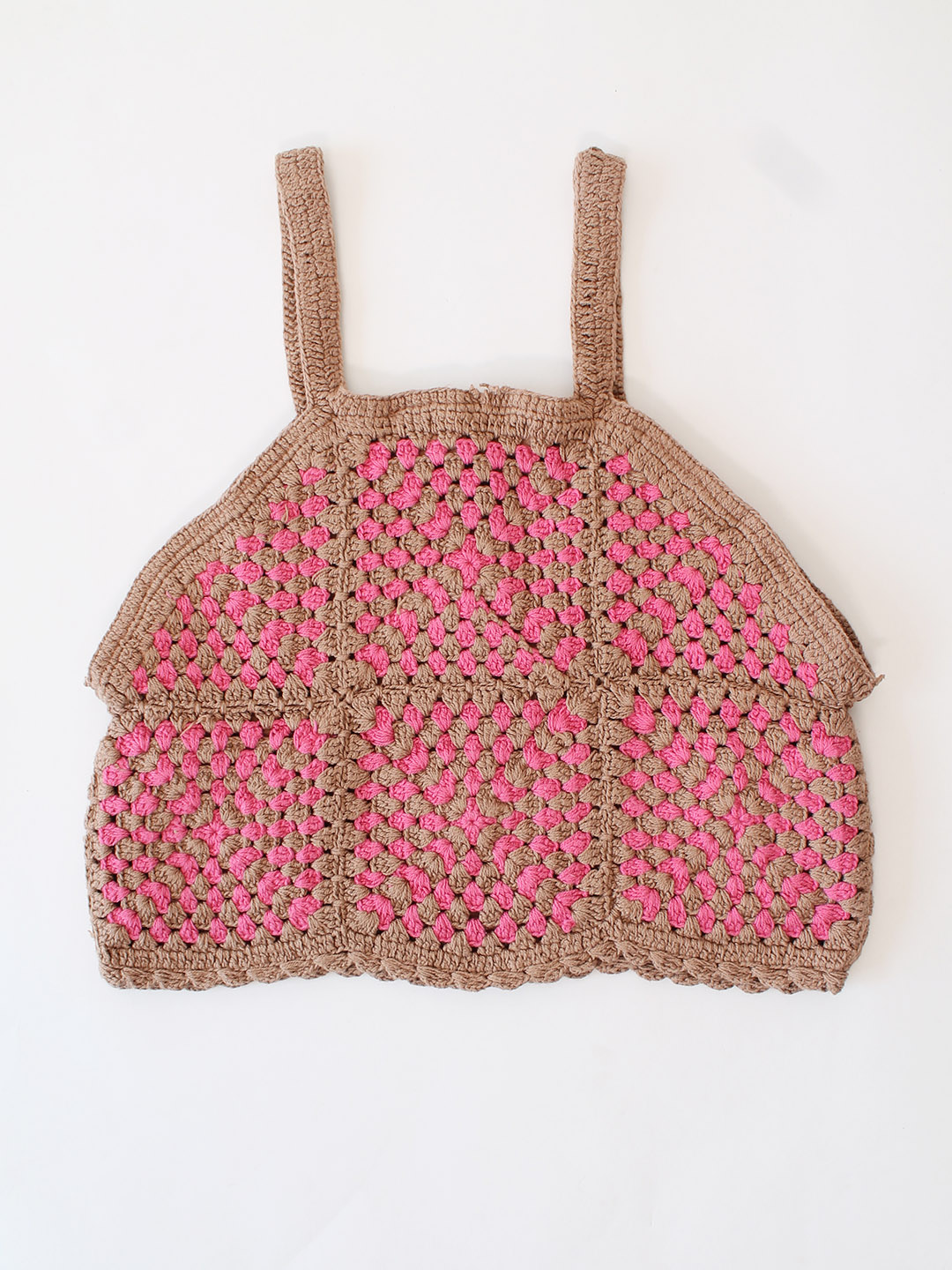 Woonie Handmade Crochet Strappy Top - Pink