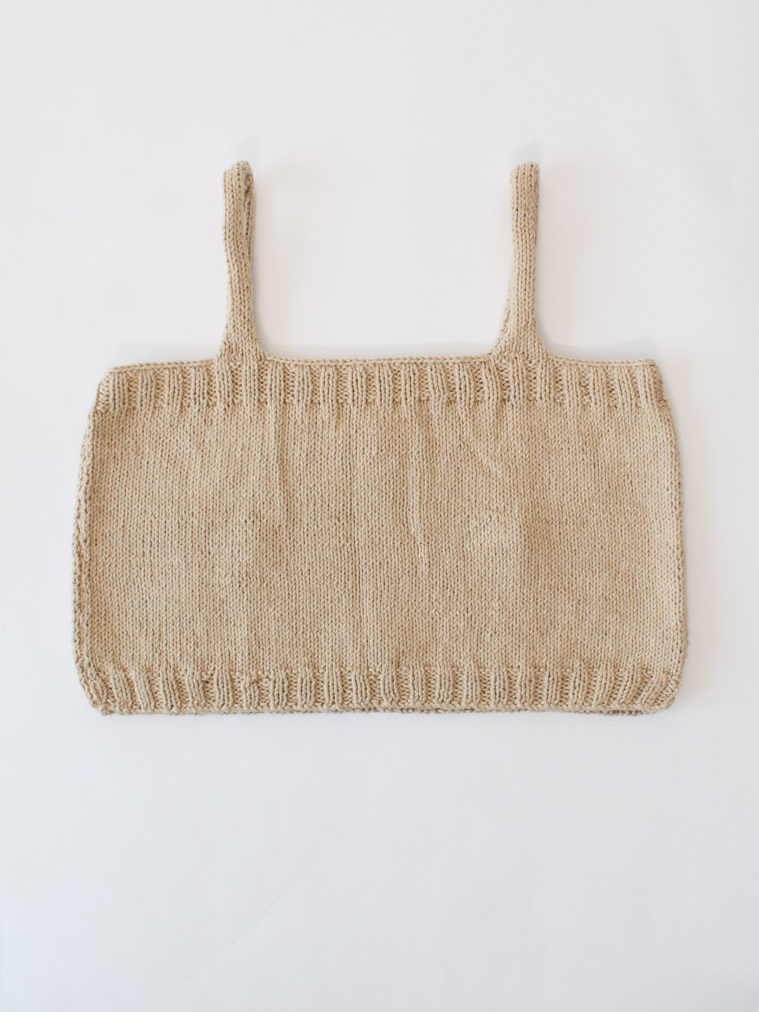 Woonie Handknitted Cotton Summer Strappy Top - Beige