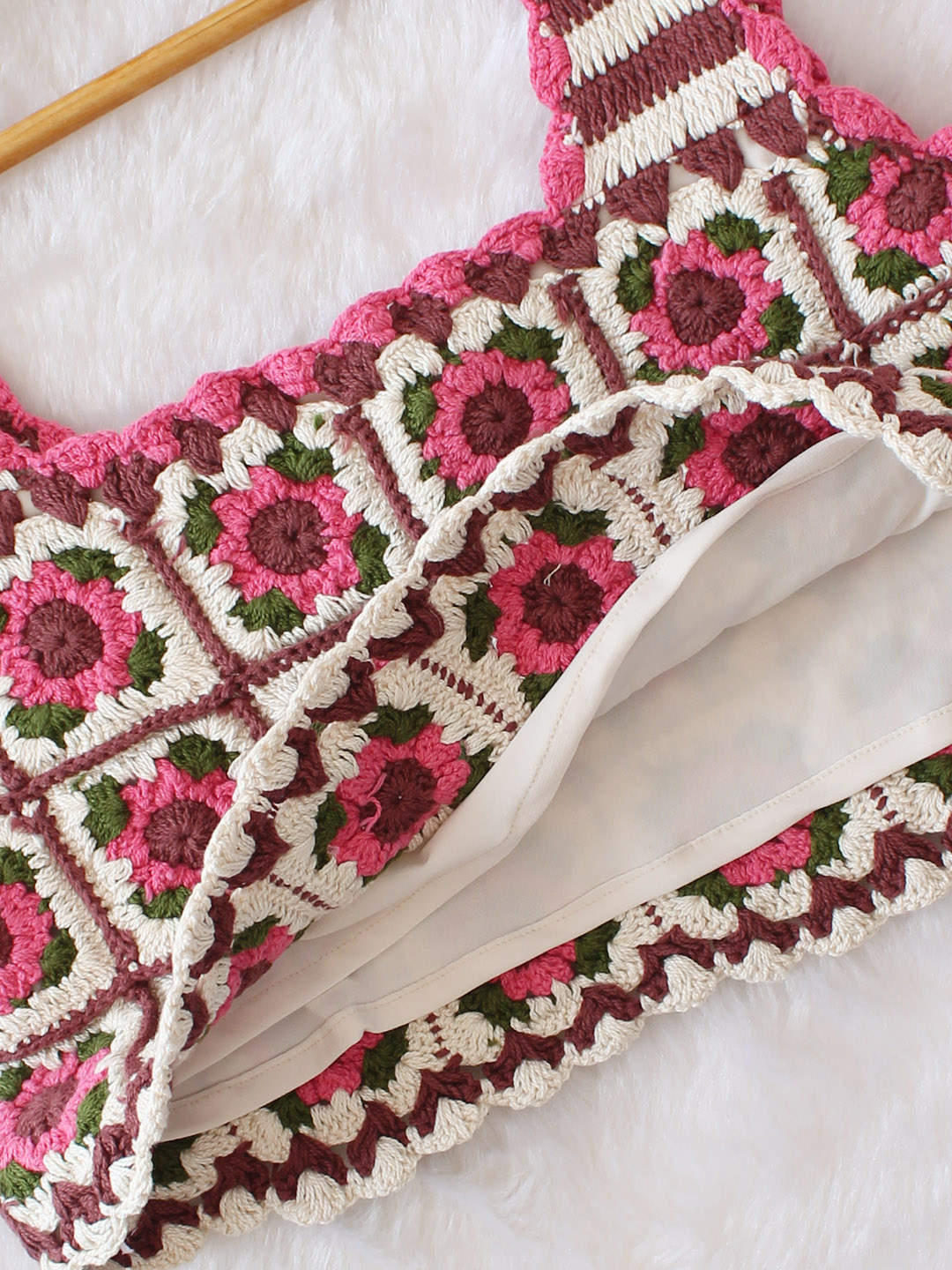 Woonie Crochet Floral Top - Pink