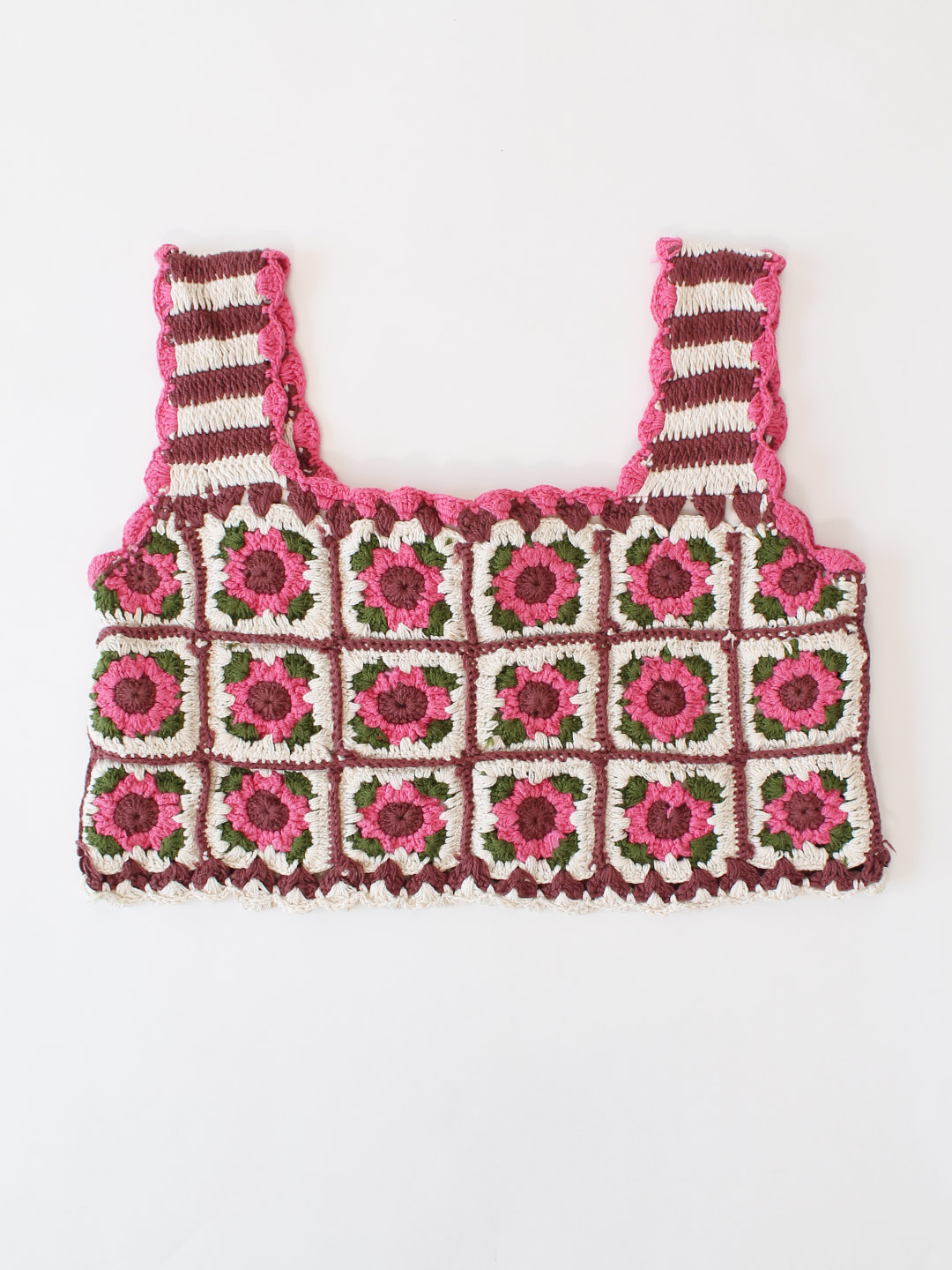 Woonie Crochet Floral Top - Pink
