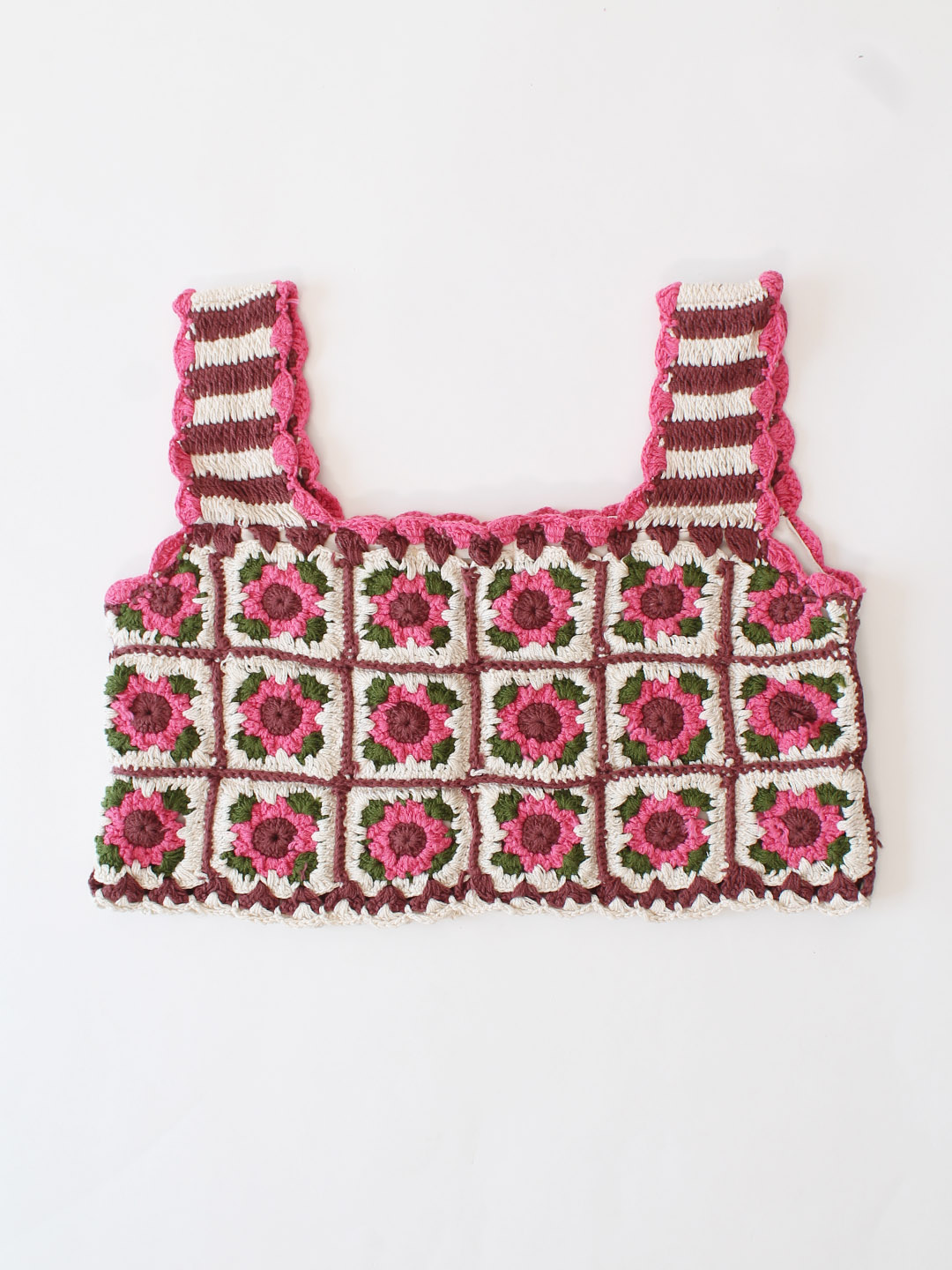 Woonie Crochet Floral Top - Pink