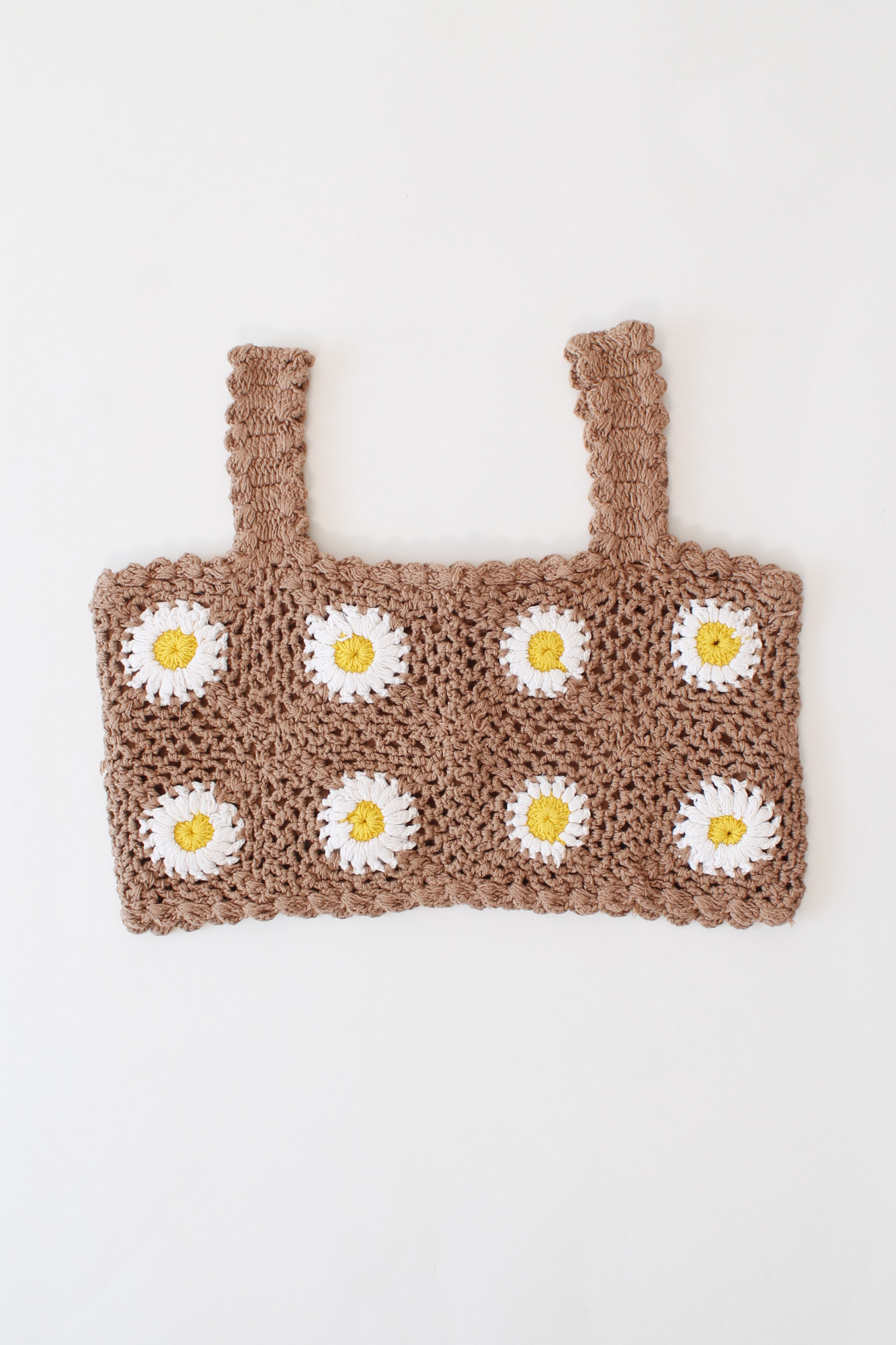 Woonie Crochet Daisy Top - Beige