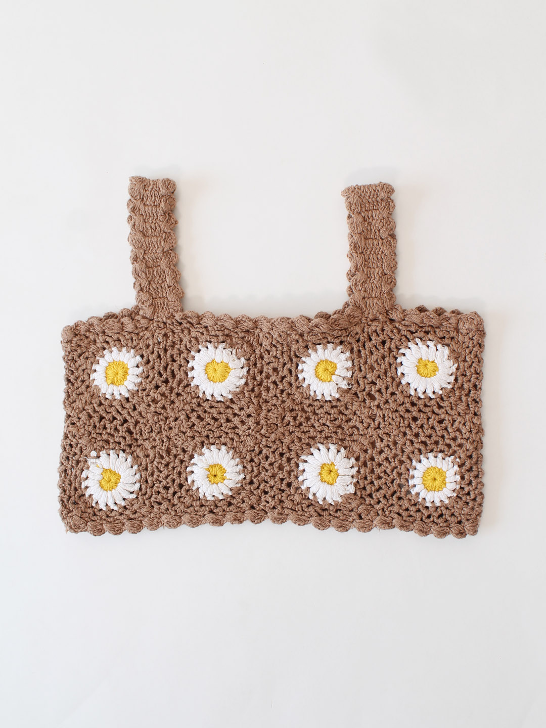 Woonie Crochet Daisy Top - Beige