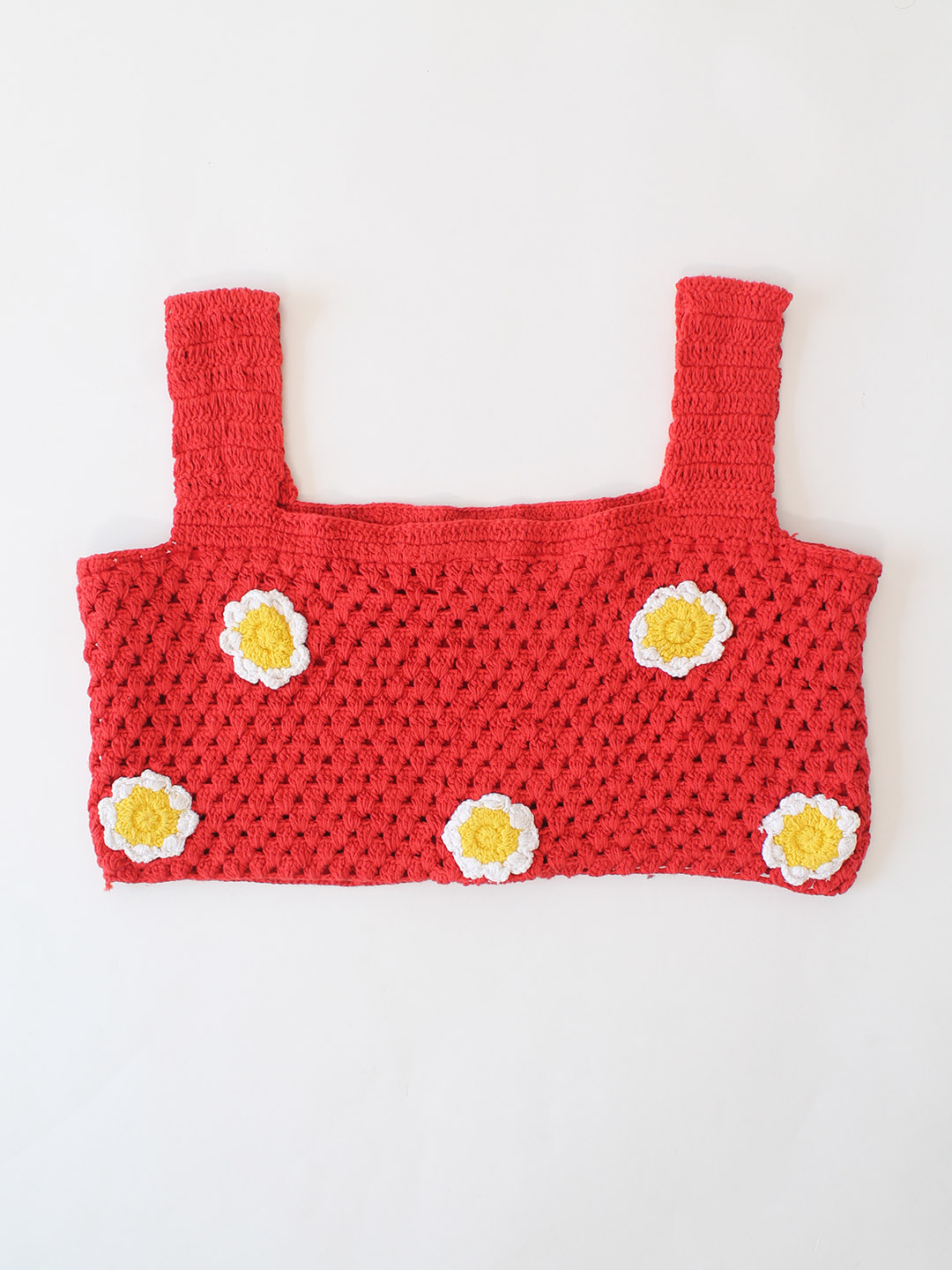Woonie Crochet Applique Top - Red