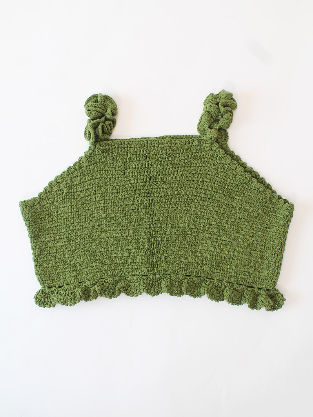 Woonie Crochet Colorblock Top - Green