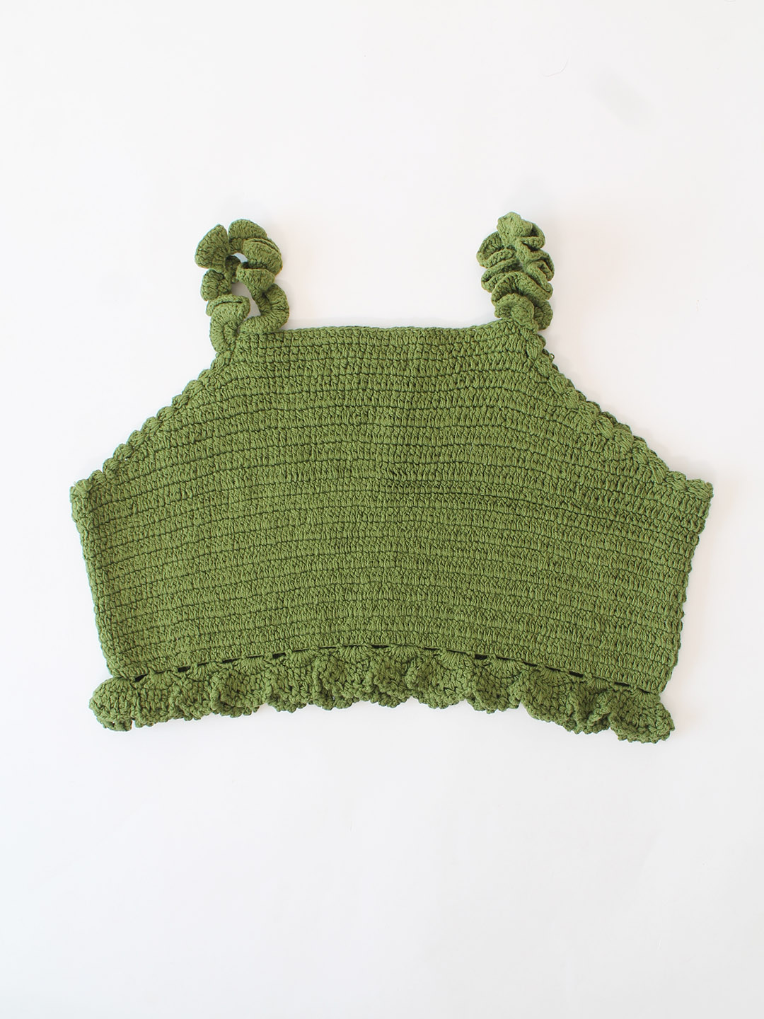 Woonie Crochet Colorblock Top - Green