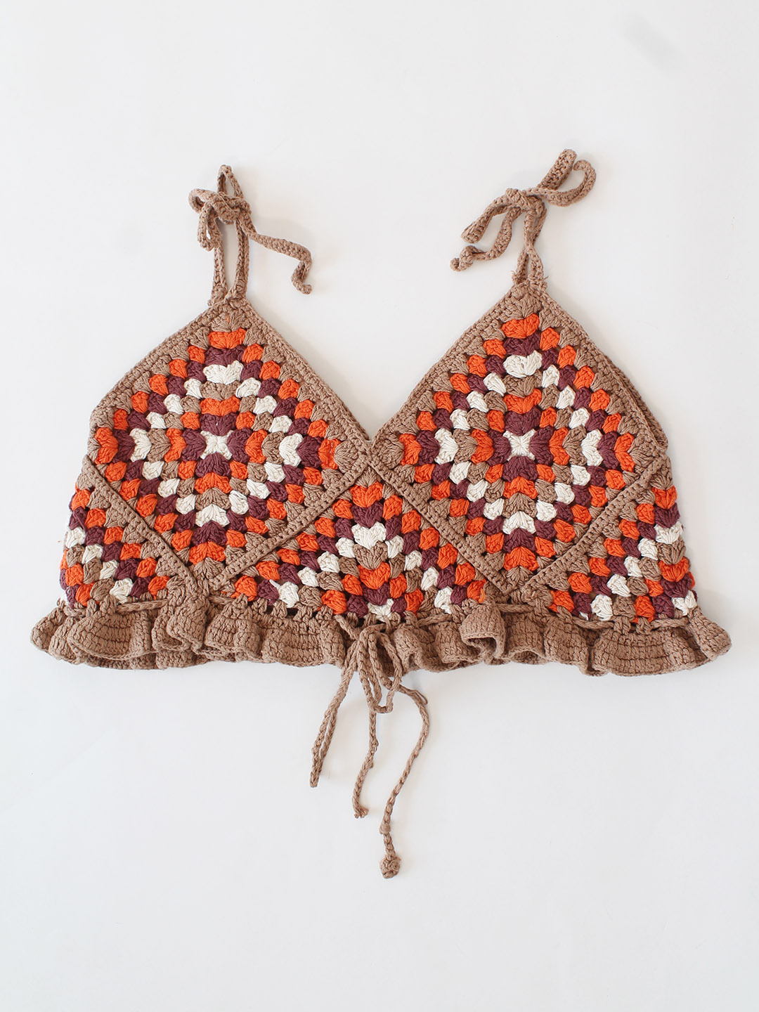 Woonie Crochet Strappy Top - Beige