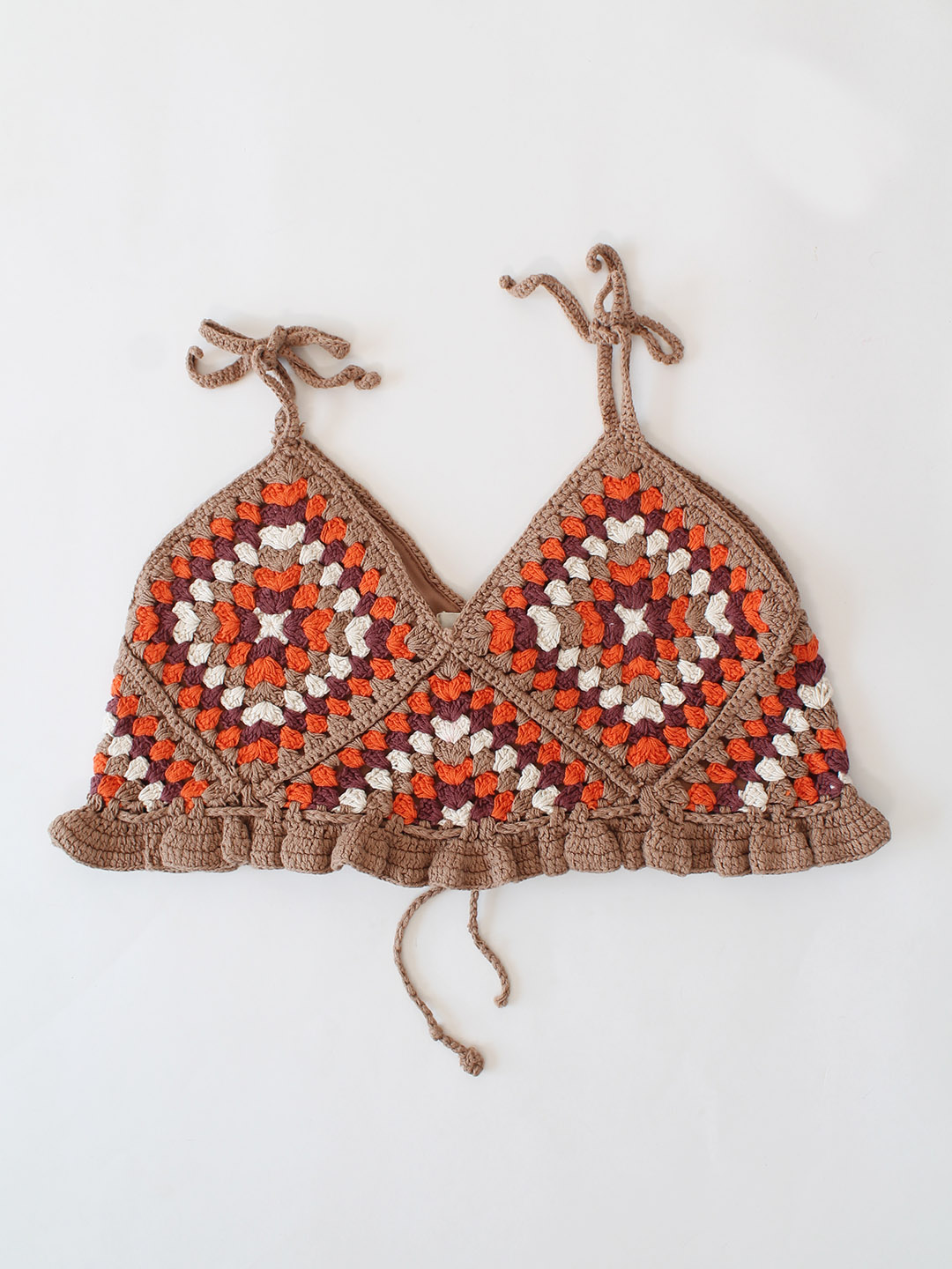 Woonie Crochet Strappy Top - Beige