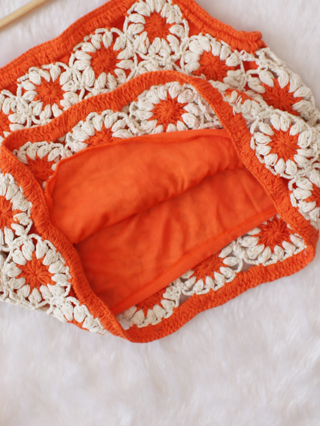 Woonie Handmade Crochet Daisy Top - Orange