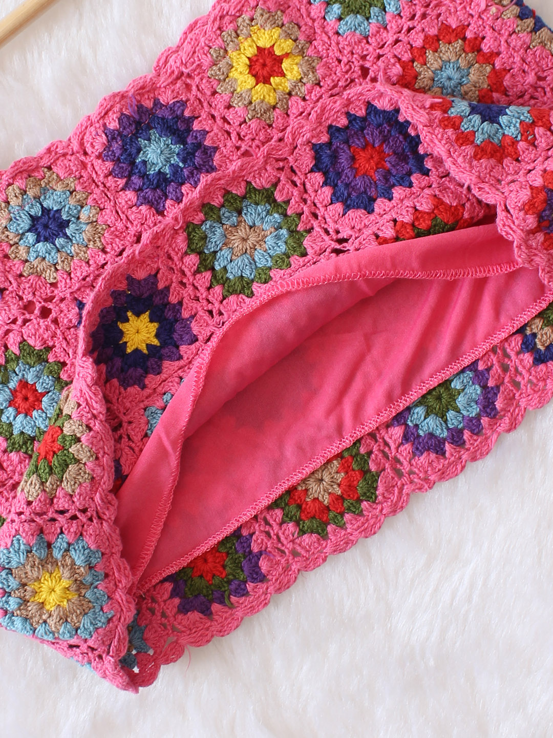 Woonie Handmade Crochet Colorful Top - Pink