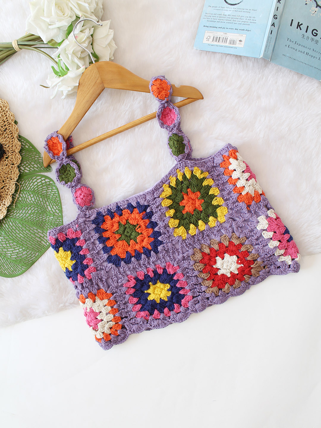 Woonie Crochet Strappy Top - Lavender