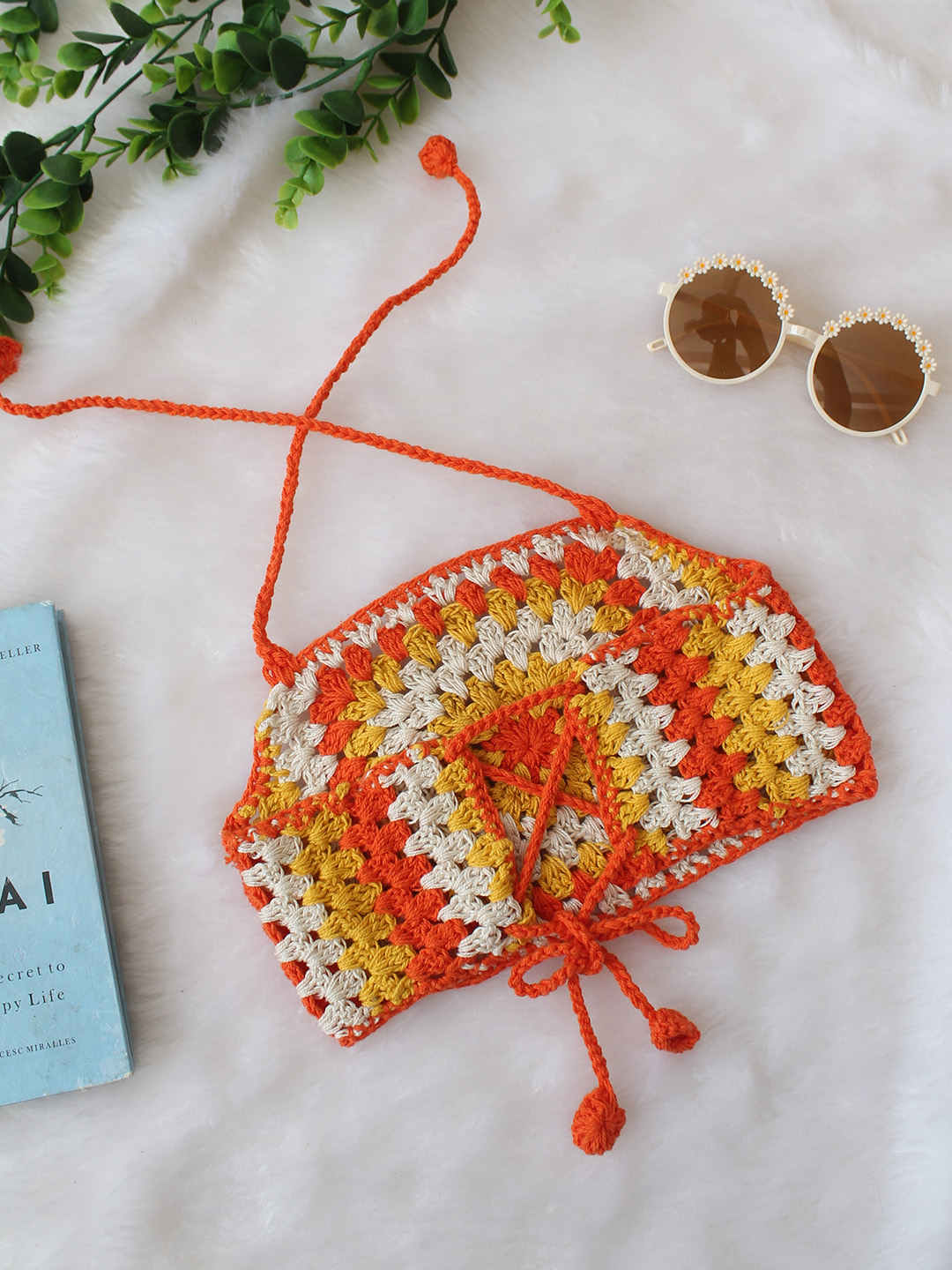 Woonie Self Design Halterneck Top - Multicolor