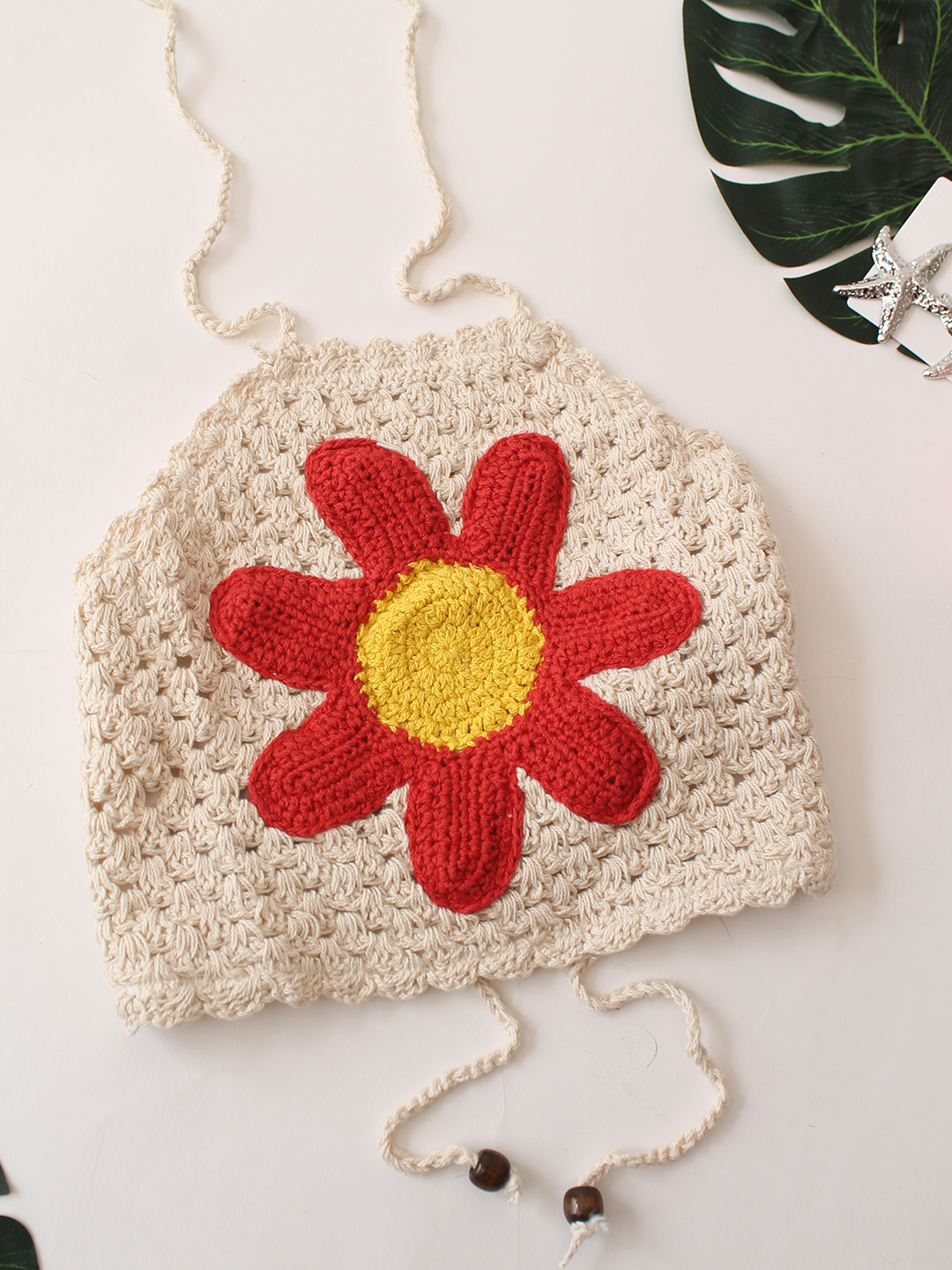 Woonie Floral Design Halterneck Top  White