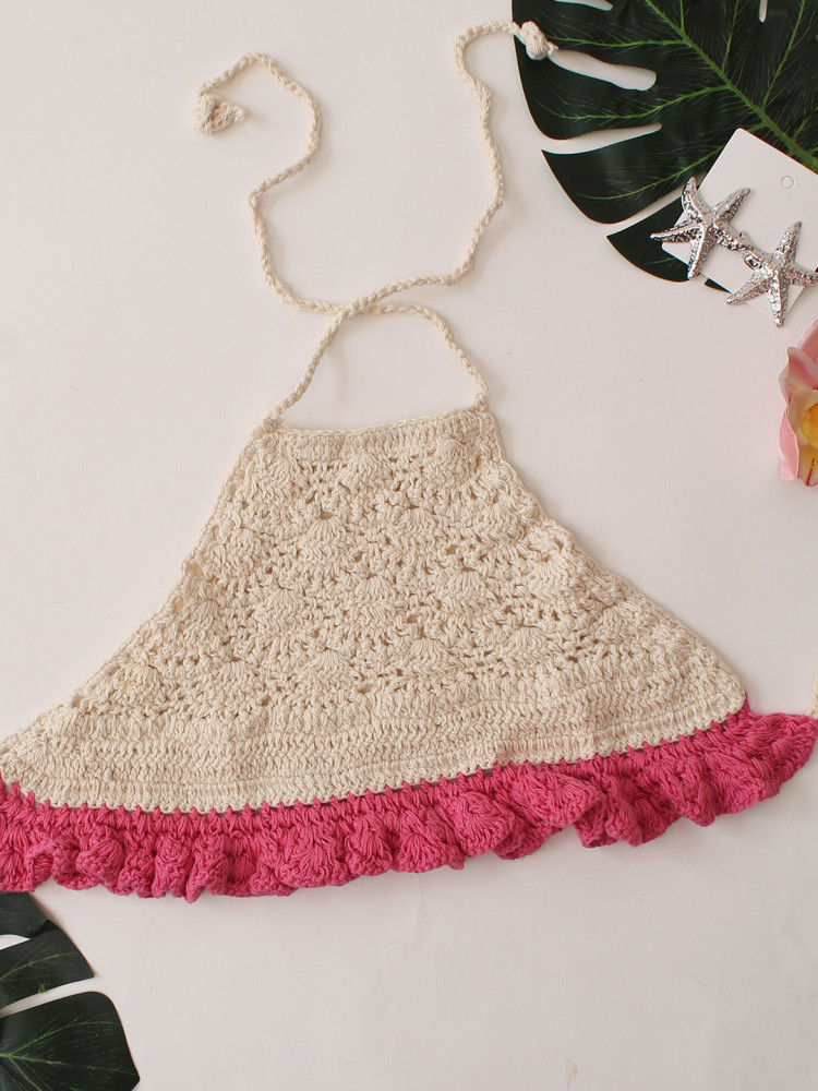 Image of Woonie Self Design Halterneck Top - White