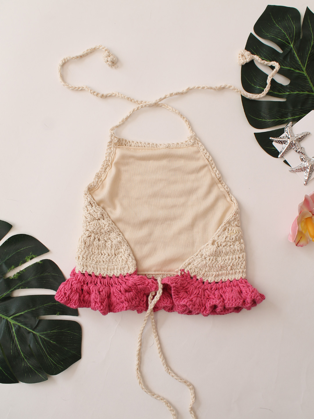 Woonie Self Design Halterneck Top  White