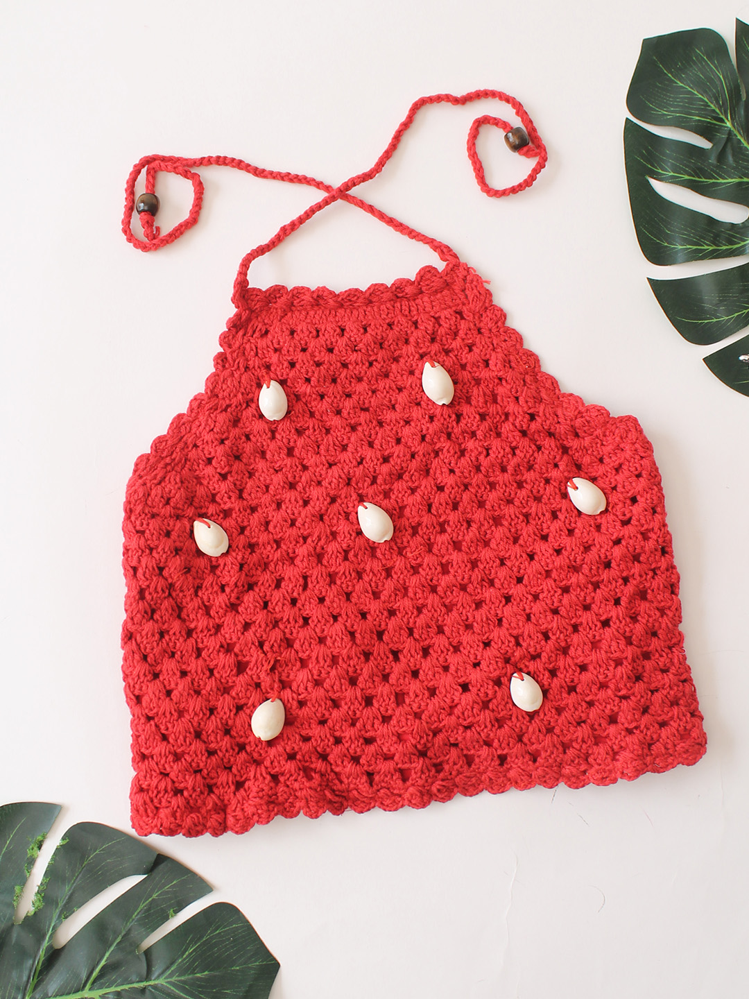 Woonie Cowrie Halterneck Top  Red
