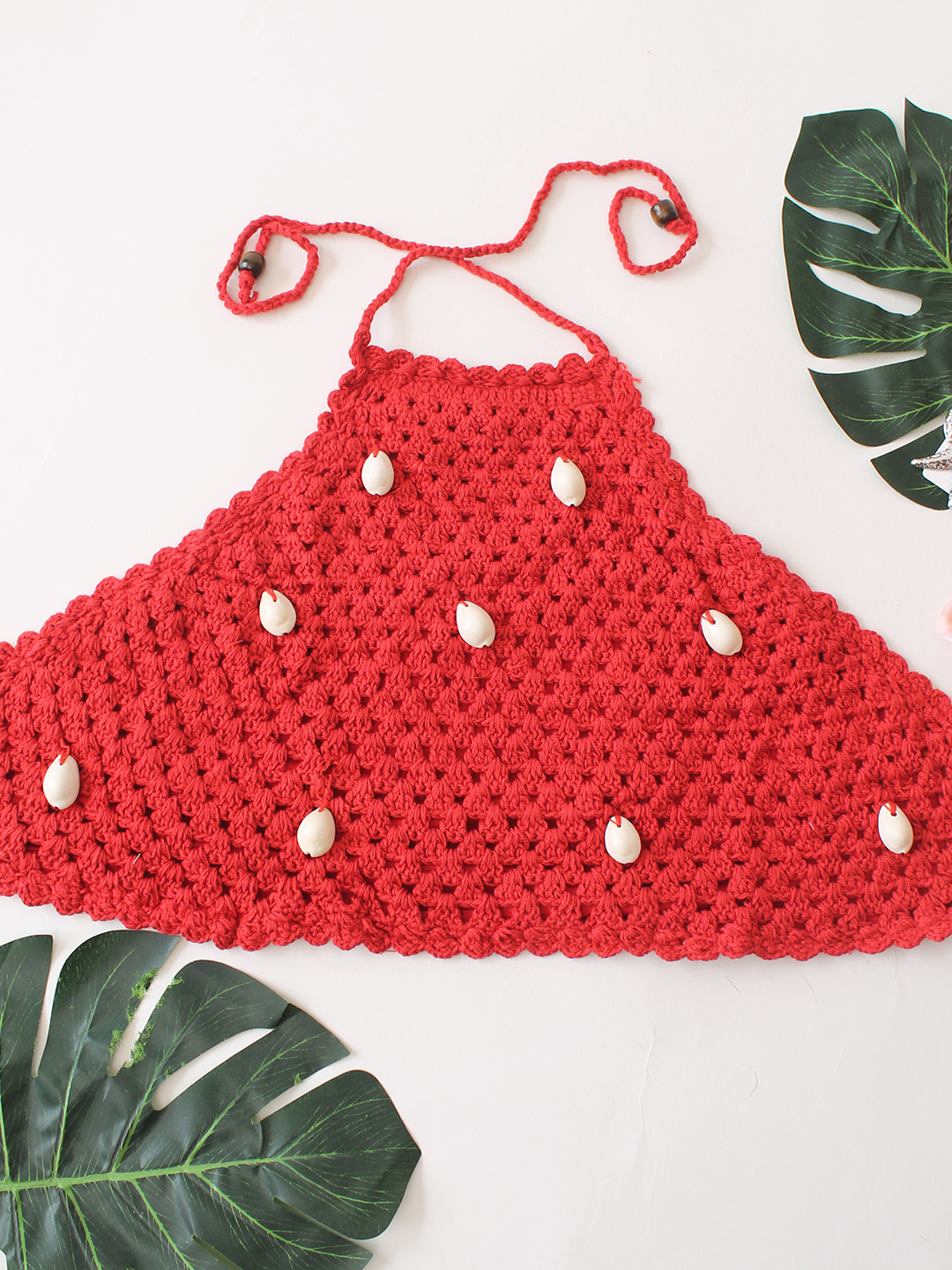 Woonie Cowrie Halterneck Top  Red