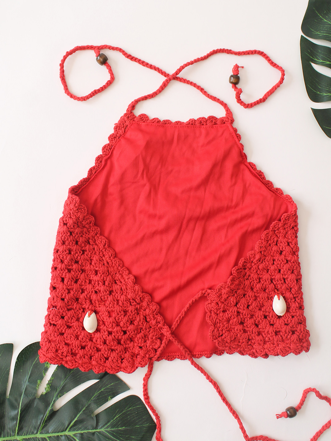 Woonie Cowrie Halterneck Top  Red