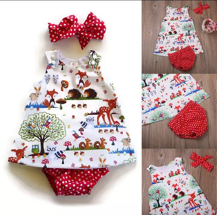 Cute 3 Pc Printed Set with Headband