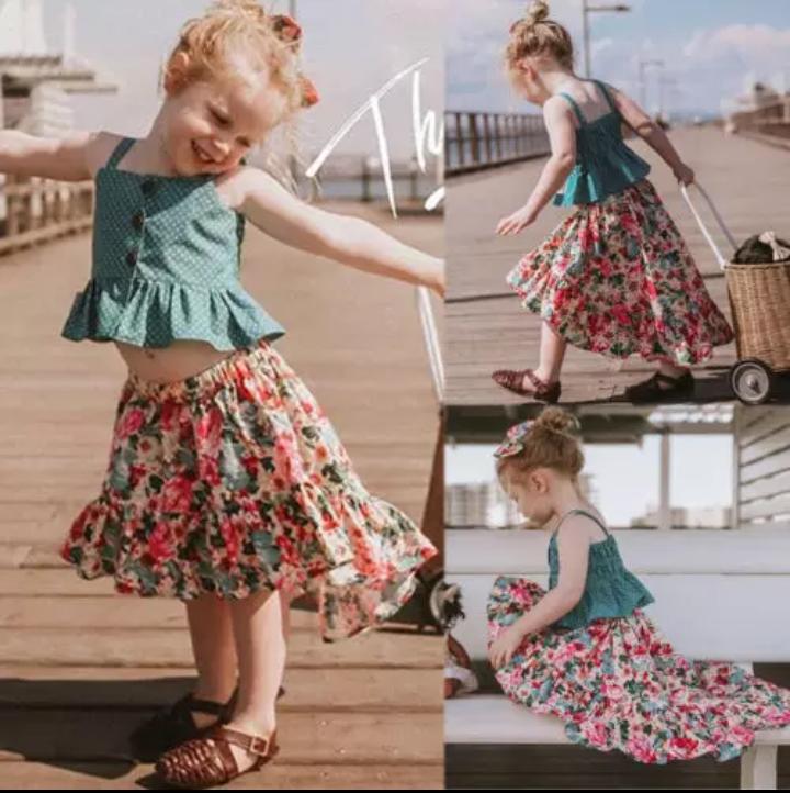 Cute Summer Set High Low Skirt
