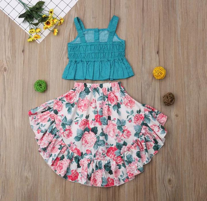 Cute Summer Set High Low Skirt