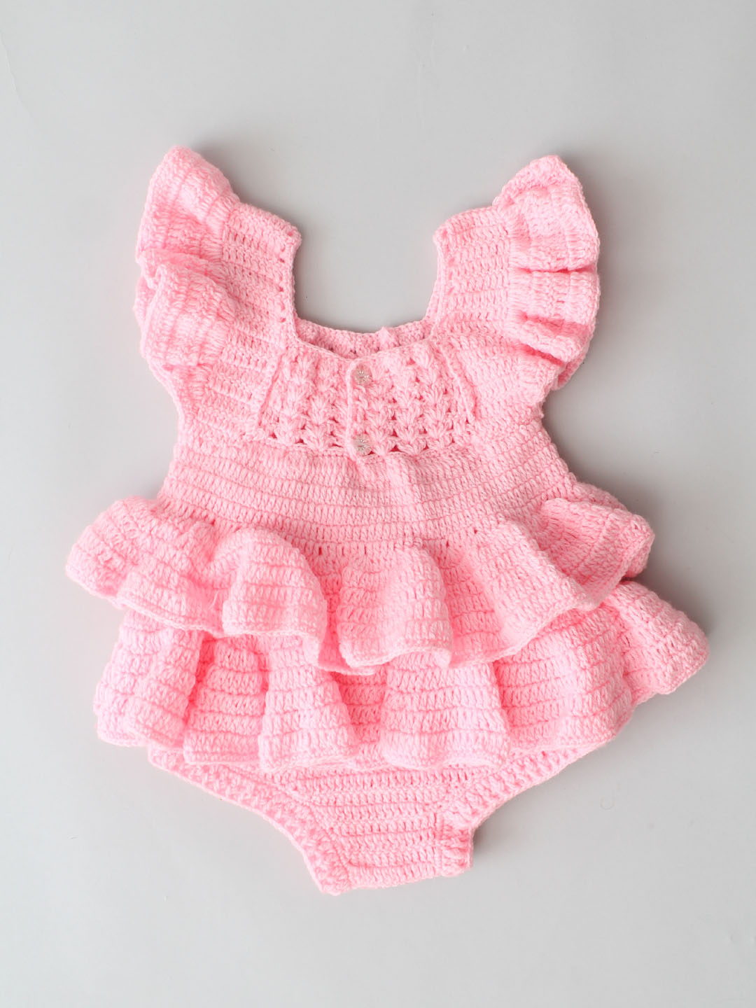 Cute Winter Romper Frock for Newborn - Baby Pink