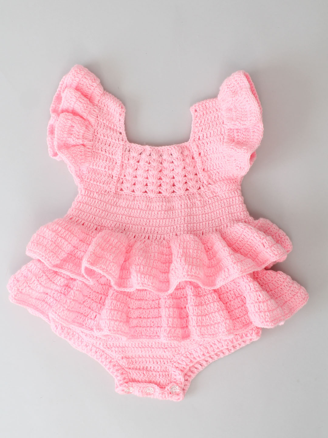 Cute Winter Romper Frock for Newborn Baby Pink - Main Image