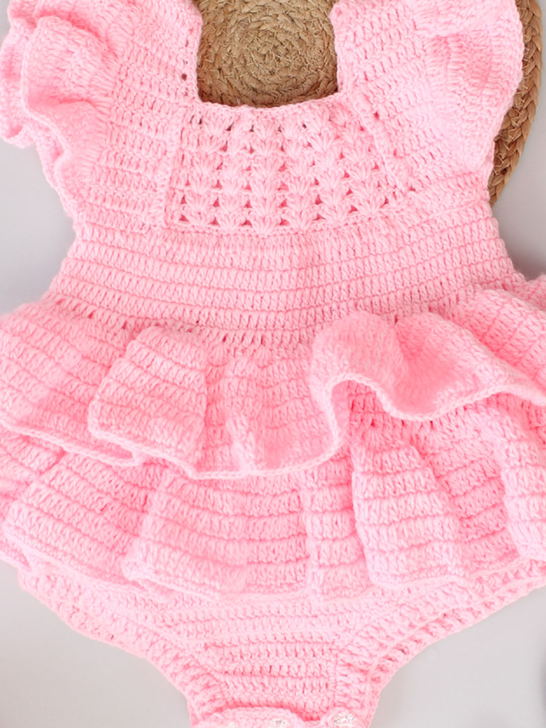 Cute Winter Romper Frock for Newborn - Baby Pink