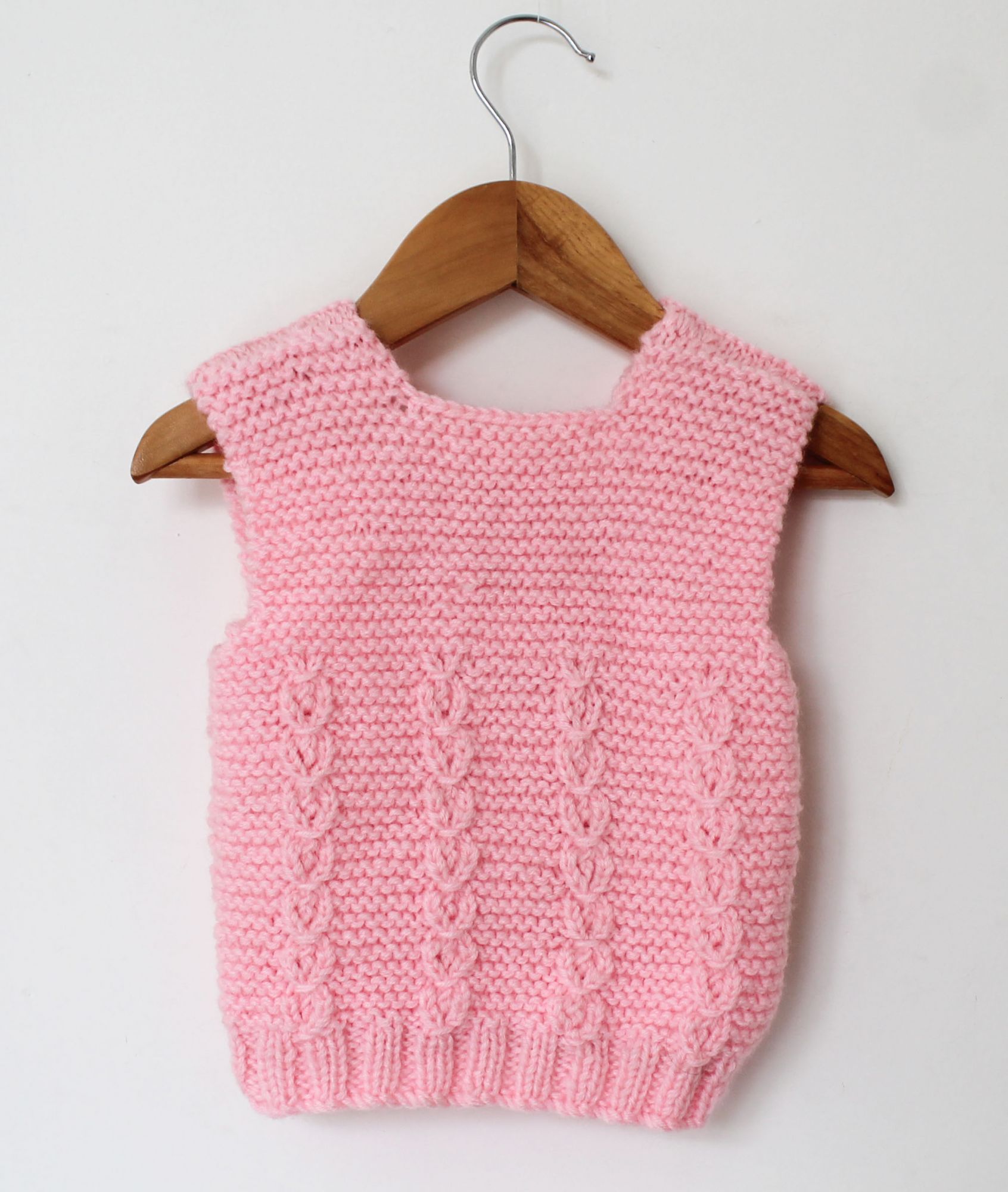 Pink Woolen Vest With Side Bottoned
